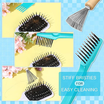 Boao 2 Pieces Hair Brush Cleaning Tool Comb Cleaner Brush Mini Comb Cleaning