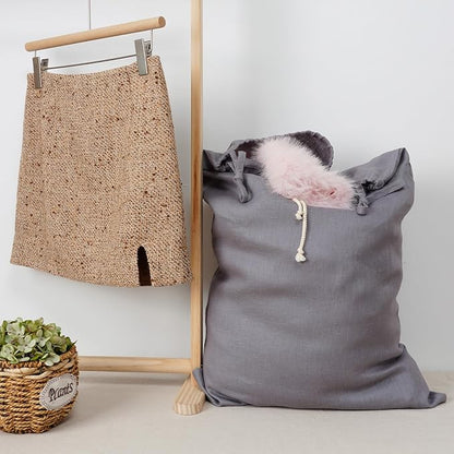 Linen Hanging Laundry Bag, Over The Door Laundry Hamper
