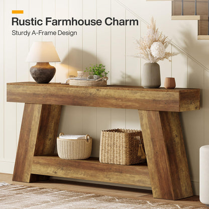 Tribesigns 70.9 Inch Long Console Tables, Farmhouse Entryway Table with Storage, 2-Tier Sofa Table Behind Couch for Entrance, Hallway, Living Room (Rustic Brown)