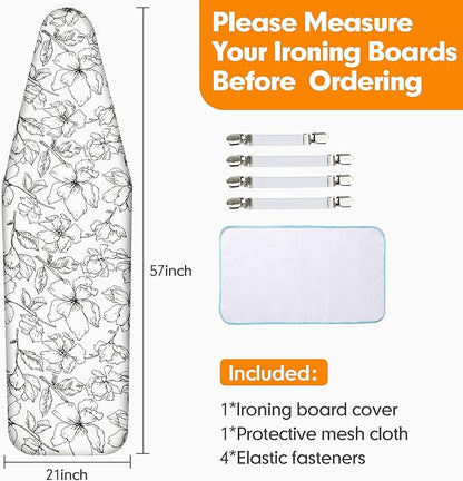 Ironing Board Cover and Pad, 21x54 Extra Large Thick Iron Padding, Scorch &