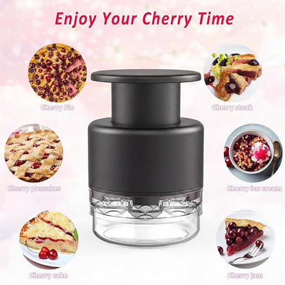 Cherry Pitter - UCMORX Multi Cherries Corer Stainless Steel Pitter Tool Making Cherry Jam - 7 Cherries(Black)