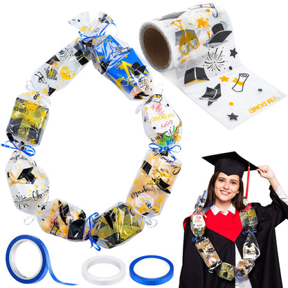 Gilprop Graduation Candy Leis 5.9'' x 65.6 ft 2026 Graduation Candy Lei Tubing Making Kit Supplies with 2 Color Ribbons for Class of 2026 Grad Party Grad Wreath DIY(White, Blue)