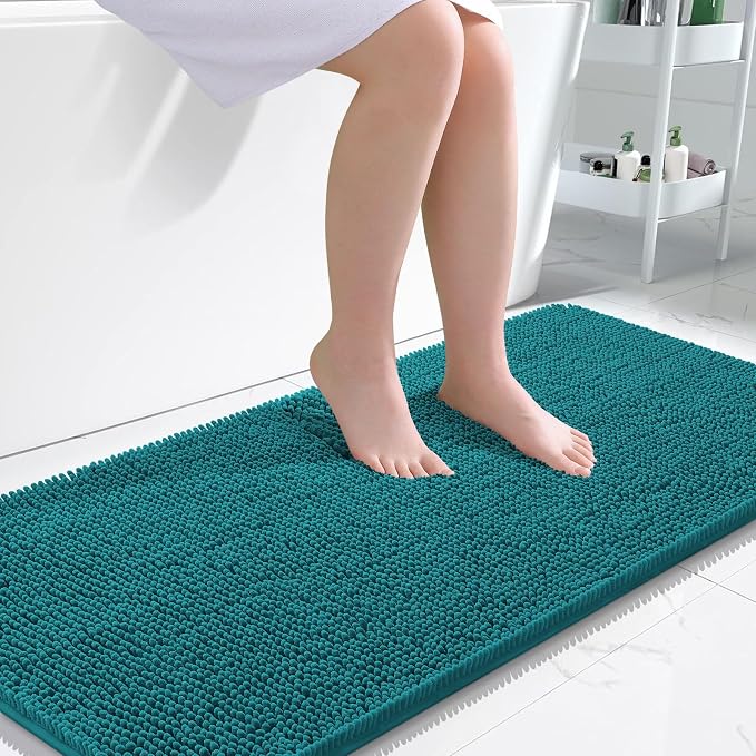 OLANLY Large Bathroom Rugs 45x27, Extra Soft Absorbent Chenille Bath Rugs, Rubber Backing Quick Dry, Machine Washable Bath Mats for Bathroom Floor, Tub and Shower, Home Decor Accessories, Deep Lake