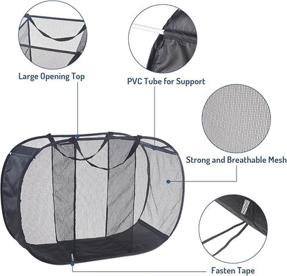 Seiritex Mesh Popup Laundry Hamper 3 Compartment Sortable Horizontal