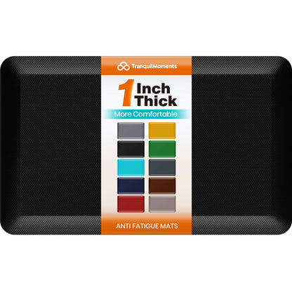 TranquilMoments Kitchen Mats for Floor, 1 Inch Extra-Thick Kitchen Rugs, Non-Slip & Waterproof Standing Desk Mat, Comfort Anti Fatigue Mats for Kitchen Floor, Home, Sink, Office (20" X 32", Black)