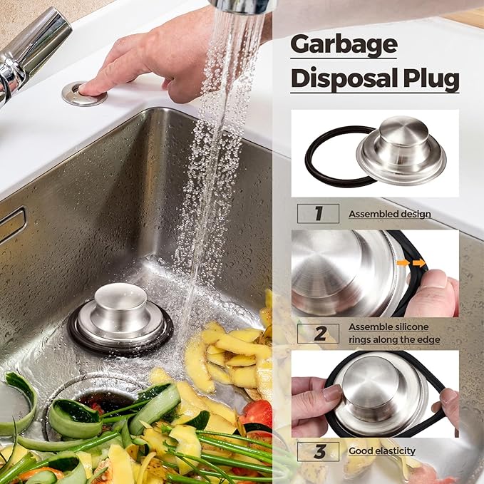 Mudder 3 Pcs Kitchen Sink Drain Strainer and Stopper Stainless Steel Garbage