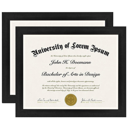 Americanflat 8.5x11 Diploma Frame with Shatter-Resistant Glass - Set of 2 - Document Frames with Engineered Wood - Legacy Collection - Certificate Frame for Tabletop and Wall Display - Black