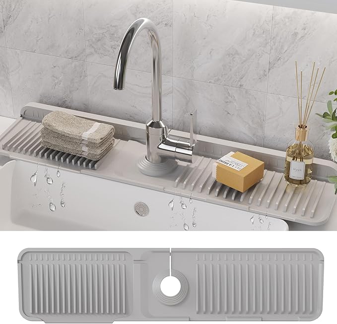 WAFT YEARN 24X5 Inch Silicone Durable Faucet Mat Kitchen Sink Splash Guard