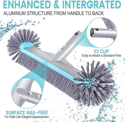 Swimming Pool Brush Head with Round Ends，17.5" Heavy Duty Aluminum Back Head
