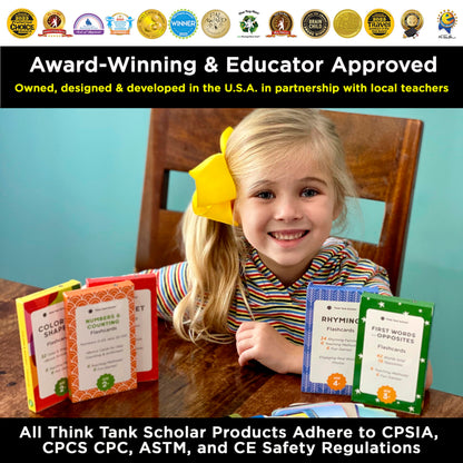 Award-Winning Flash Cards for Preschool & Kindergarten – 5-Deck Set, 180 Jumbo Cards – Learn Alphabet, Numbers, Colors, Shapes, First Words, Opposites & Rhyming – for Kids Ages 2–5