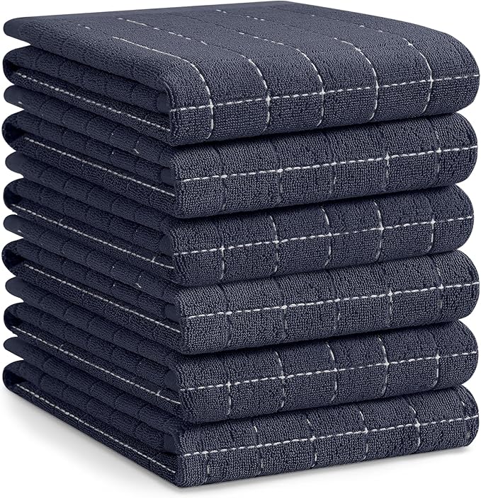 Homaxy 100% Cotton Terry Kitchen Towels, Checkered Designed, Soft and Super