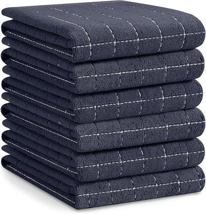 Homaxy 100% Cotton Terry Kitchen Towels, Checkered Designed, Soft and Super