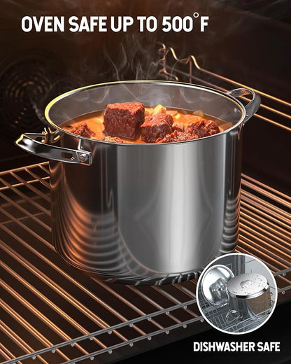 Cooks Standard Classic 8 Quart Stock Pot with Lid, Stainless Steel Pasta Pot