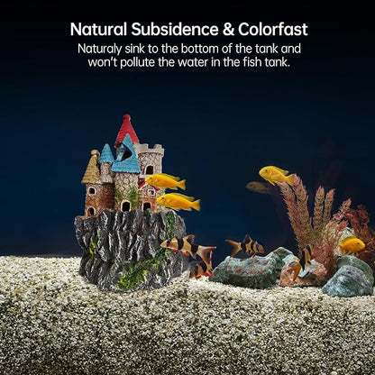 Fish Tank Castle Aquarium Decor – Large Resin Aquarium Ornaments for Aquarium Decorations, Safe Hideout Cave for Small Fish & Shrimp, Fairy Tale Fish Tank Accessories for Aquascape & Gifts