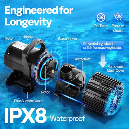 VIVOHOME Electric 100W 1600GPH Submersible Water Pump for Koi Pond Pool Waterfall Fountains Fish Tank and Aquarium