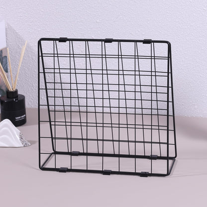 BEKMLOD Photo Display Rack, Note Display Rack, Double sided Photo Metal Rack, Desk Photo Manager, With 20 Wooden Clips, Black