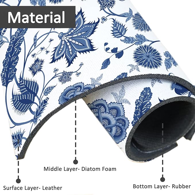 15" X 5.5" Kitchen Sink Splash Guard Faucet Mat Floral Super Absorbent Fast