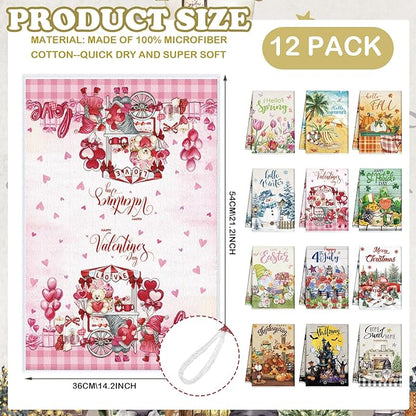 12 Pcs Seasonal Kitchen Towels Set