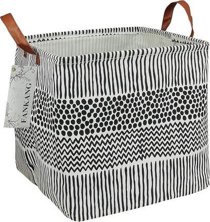 FANKANG Square Nursery Hamper Storage Bins Canvas Laundry Basket Foldable