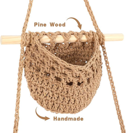 3 Tier Hanging Fruit Basket, Wall Hanging Vegetable Fruit Baskets Cotton Woven