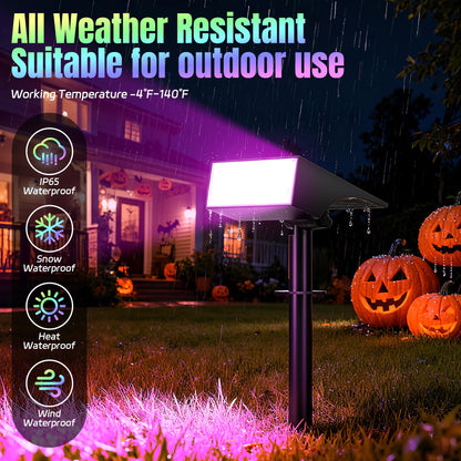 WENATY Solar Spot Lights Outdoor Color Changing, [7 Mode/6 Pack] Christmas Landscape Spotlights, Solar Lights Outdoor Waterproof,Led Powered Flood Light for Halloween Pathway Yard Garden Tree Walkway