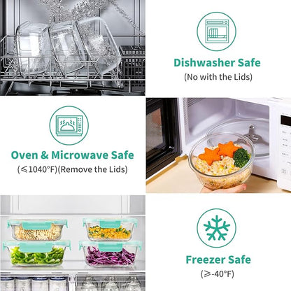 34pcs Glass Food Storage Containers