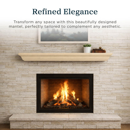 MANTELSDIRECT 60 Inch Floating Fireplace Mantel Wood Shelf in Unfinished - Colton from Mantels Direct | Wooden Rustic Wall Shelf Perfect for Décor and Electric Fireplaces