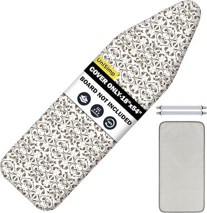 Ironing Board Cover and Pad 18"x54" Extra Thick Natural Cotton, Scorch and