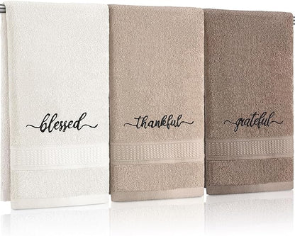 Peryiter 3 Pcs Farmhouse Bathroom Decor Hand Towels 14x29 Inch Cotton Bath