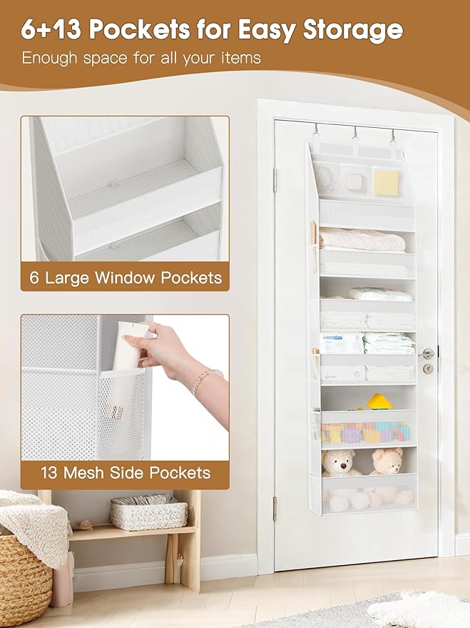 Criusia 2 Pack Over the Door Organizer, Heavy-Duty 6-Shelf Hanging Storage