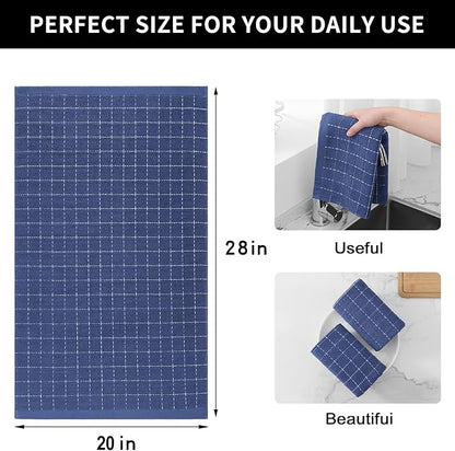 Homaxy 100% Cotton Terry Kitchen Towels, Checkered Designed, Soft and Super