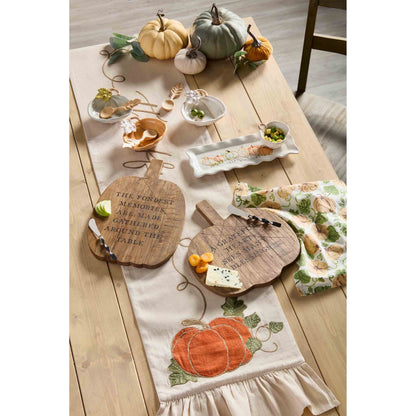 Mud Pie Pumpkin Tidbit Dish, White; dish 4 3/4" x 5 3/4" | spoon 5"