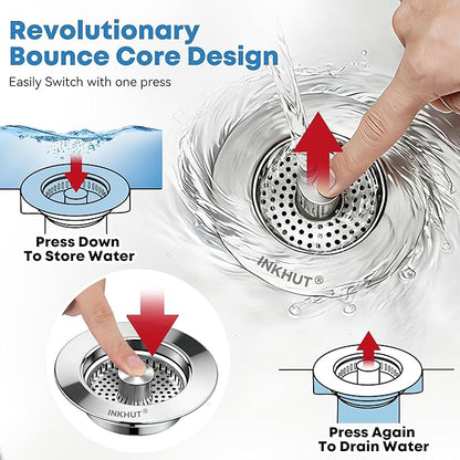 Upgraded 3 in 1 Kitchen Sink Drain Strainer