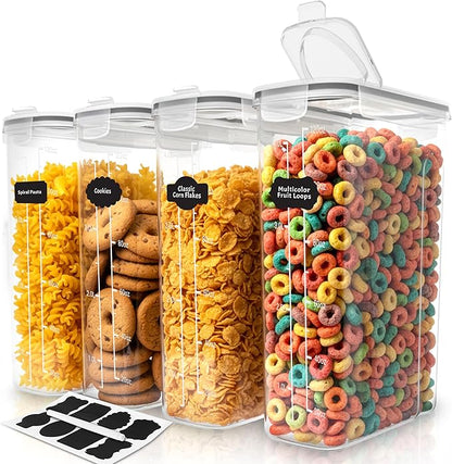 Utopia Kitchen Cereal Containers Storage Set – 4 Pack 4L Airtight Food Storage