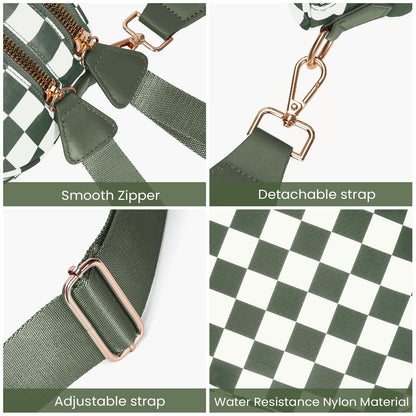Checkered Crossbody Bum Bags for Women Nylon Checkered Purse Checkerboard Fanny Pack