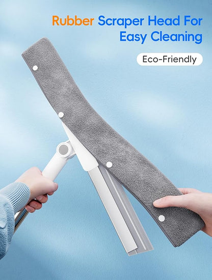 Floor Squeegee Broom with Long Handle, Heavy Duty Rubber Squeegee Kit with 2