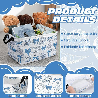4 Pcs Coastal Beach Storage Basket Fabric Laundry Baskets