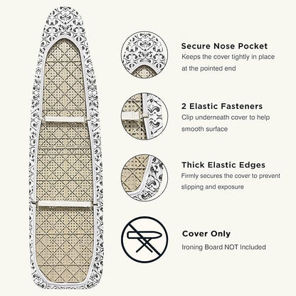 Ironing Board Cover and Pad 15"x54" Extra Thick Natural Cotton, Scorch and