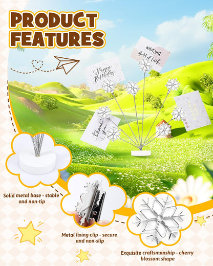 eZAKKA Photo Tree Holder Clip, 8 Branch Money Gift Card Holder with Clips, Picture Frame Stand for Wedding Photo Display, Memo Paper Note, Office Home Decor (White Snowflake)