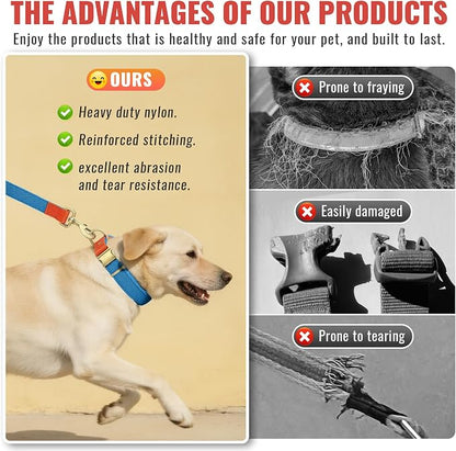 Dog Collar and Leash Set with Metal Quick Release Buckle, Adjustable, Breathable Nylon, Durable, Soft and Comfortable, No Pull for Walking and Training, Blue, XL (16.9"-26")