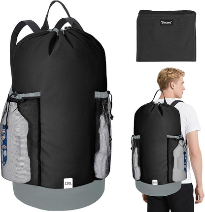 BALEINE 120L Laundry Bag Backpack, 900D Oxford Fabric Large Travel Laundry Bags