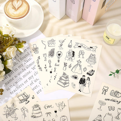 Whaline 294Pcs Wedding Stickers Seal Decals Black Beige Groom and Bride Cupid Flower Adhesive Labels for Wedding Bridal Shower Party Favor Supplies, 18 Sheets
