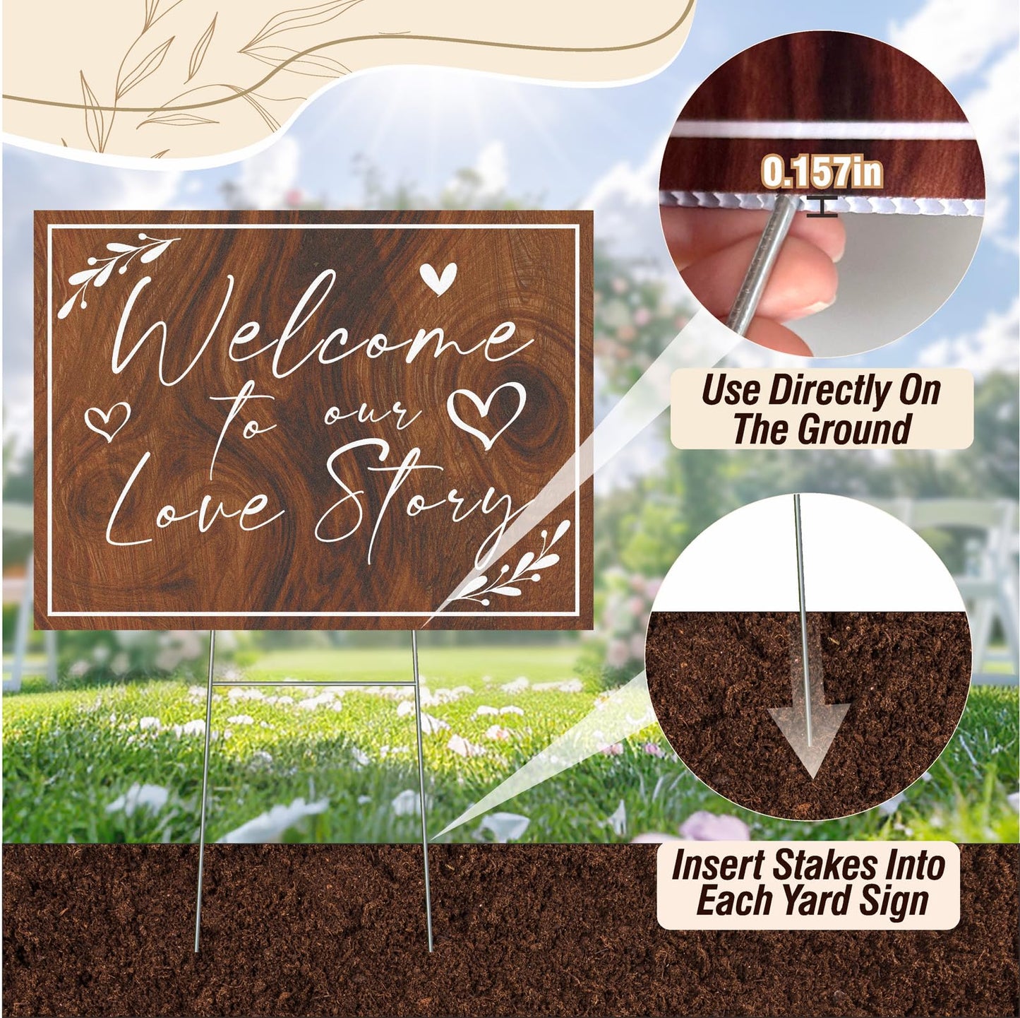 10 Pack Wedding Signs Outdoor Wedding Party Decoration Kits Weddings This Way Sign for Ceremony Reception Double-Sided Marriage Lawn Yard Sign Parking Direction Arrows with Stakes for Bridal Shower