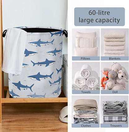 Cute Shark Laundry Basket, Foldable Oxford Cloth Tote Bag Laundry Hamper