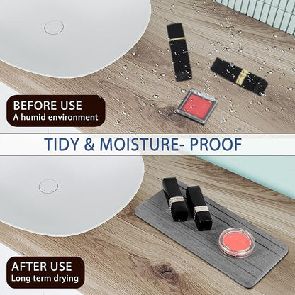 2PCS Water Absorbing Stone Tray, Quick Drying Diatomite Stone Sink Tray