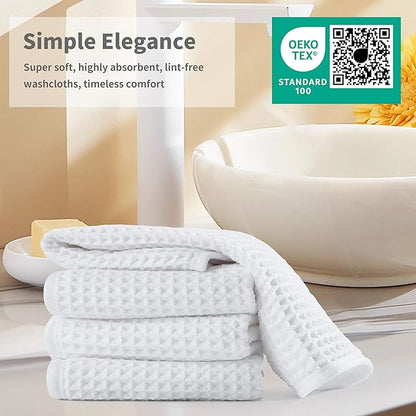 Microfiber Waffle Face Towels, 2 Pieces, Fast Drying, Lint Free 430 GSM