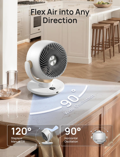 DREO Fan for Bedroom, Desk Air Circulator Fans with Remote, 11 Inch Table Fan for Whole Room, 65ft Powerful Airflow, 120° Vertical Manual and 90° Oscillating, 4 Speeds, 8H Timer, 25dB Quiet, Home