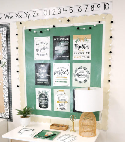 Carson Dellosa Education Garland 2 Piece Set, 12" Black and White Felt Pom Ball Banners on White String for Party, Classroom Decor, Bulletin Board, and Room Decoration
