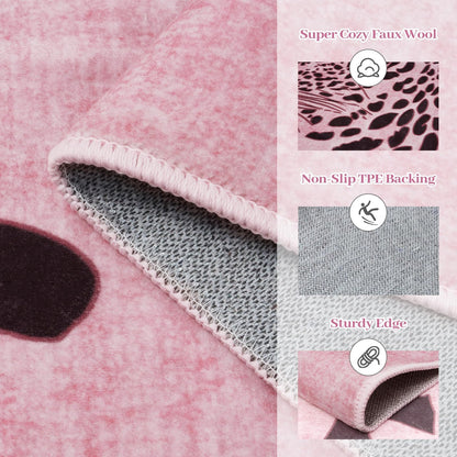 OJIA Leopard Print 5x7 Area Rugs for Living Room, Soft Washable Rugs for Bedroom Ultra-Thin Non-Slip Moden Pink Rug, Stain Resistant Nursery Rug Carpet for Kids Playroom Classroom Dining Room