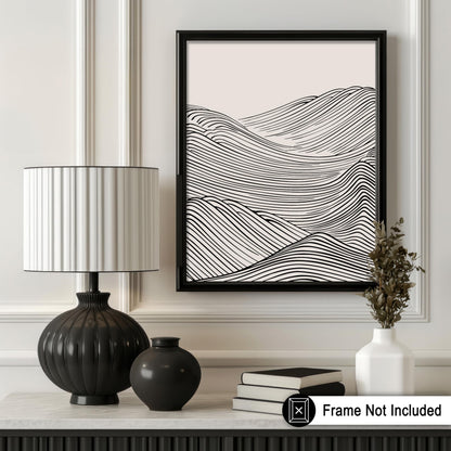 Poster Master Mountain Shapes Poster - Fine Lines Print - Abstract Drawing & Mid Century Modern Art - Minimal Line & Illustration Art - Living Room Decor - 8x10 UNFRAMED Wall Art